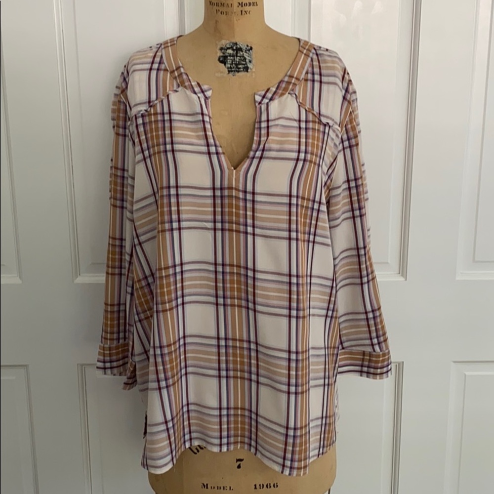 LOFT plaid tunic blouse
